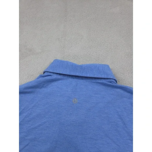Lululemon Polo Shirt Mens Medium Performance Stretch Short Sleeve Blue - Picture 4 of 7